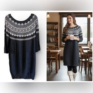 Women's Black and Gray Sweater Dress